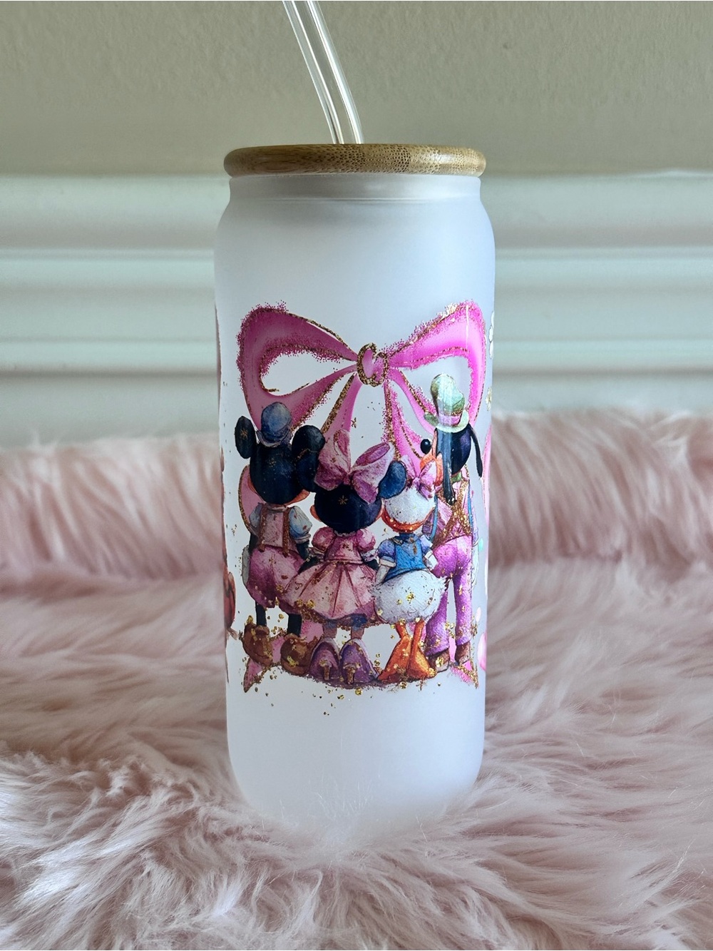 Cute Disney Friends Frosted Tumbler - Pink Accents
